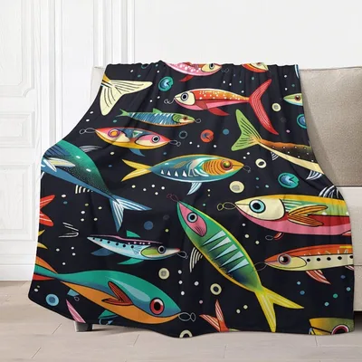 Colorful Fish Pattern Blanket featuring vibrant