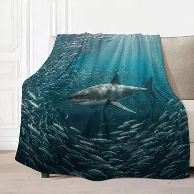 Shark Underwater Ocean Scene Blanket