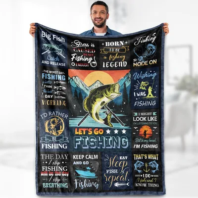 Fishing Quotes and Fish Blanket for Legends Who Catch Big Bass