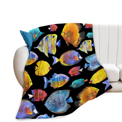 Tropical Fish Colorful Pattern Blanket: Vibrant Underwater Art