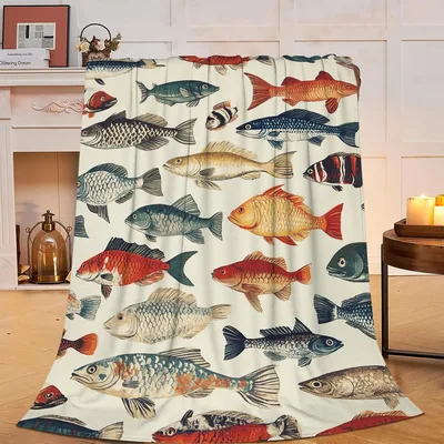 Colorful Fish Pattern Design Blanket for Anglers and Nature Lovers