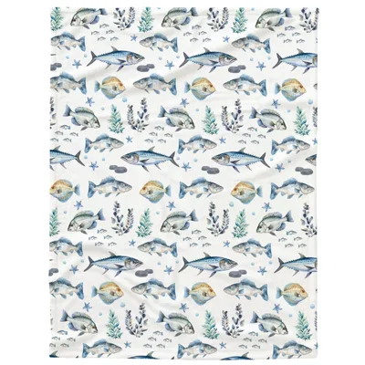 Swimming Fish Pattern Design Blanket for Anglers and Ocean Lovers
