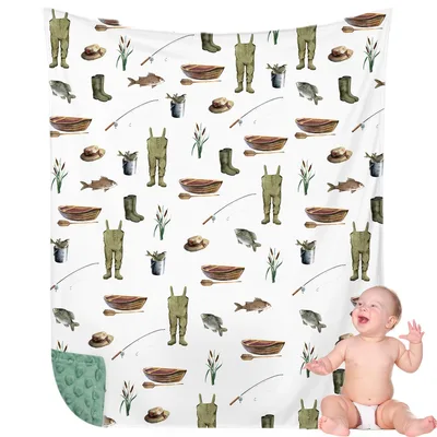 Fish and Fishing Boots Blanket: Wader Pattern for Anglers