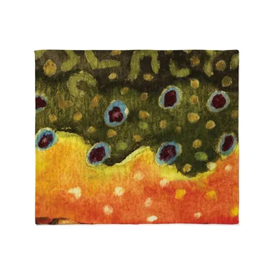Brook Trout Fly Fishing Blanket: Artistic Skin Pattern for Anglers