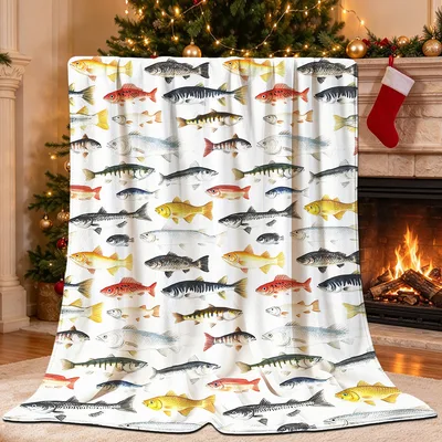 Colorful Fish Pattern Blanket No. 2 for Anglers and Nature Lovers