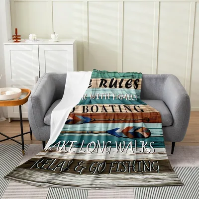 Relax and Go Fishing Blanket: Rules for a Boating Life