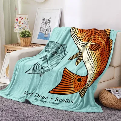 Red Drum Redfish Pop Blanket: Scientific Fish Art for Anglers