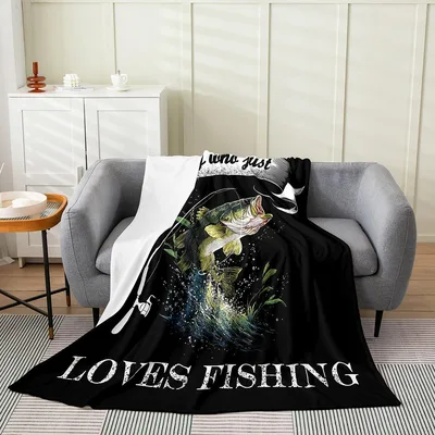Loves Fishing Bass Fish Blanket: A Catch of the Day Design