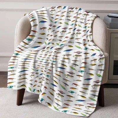 Colorful Fish Hook Pattern Blanket: A Lure-Filled Design for Anglers