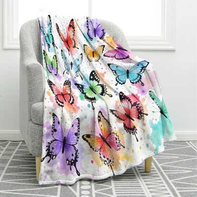 Watercolor Butterfly Blanket for Garden Lovers