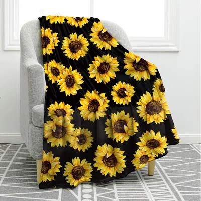 Sunflower Lover Blanket: Bold Yellow Blooms on Black