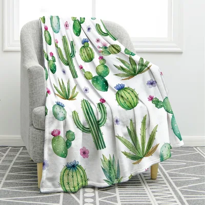 Cactus Lover Blanket with Watercolor Succulents