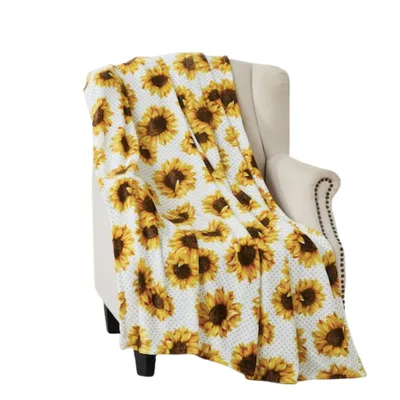 Sunflower Polka Dot Blanket: Bright Floral Throw for Your Couch