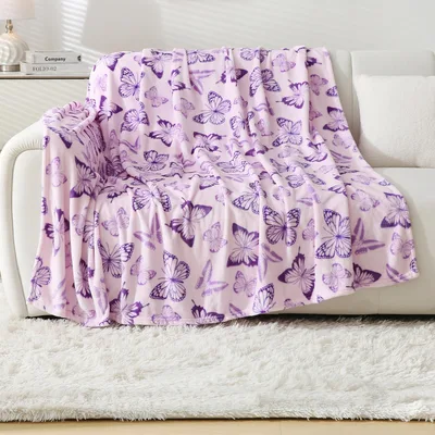 Purple Butterfly Blanket: Soft Fleece Throw with Purple Wing Pattern