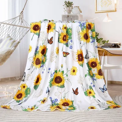 Sunflower Butterfly Floral Blanket: Bright Sunflowers and Butterflies
