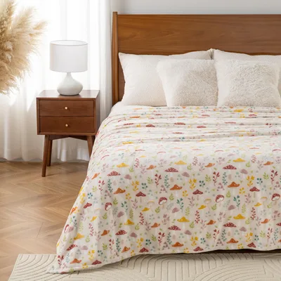 Mushroom Pattern Blanket featuring colorful fungi