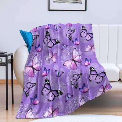 Purple Butterflies and Dandelions Blanket for Nature Lovers