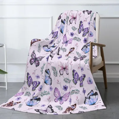 Watercolor Butterflies and Florals Blanket for Nature Lovers