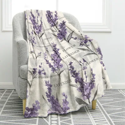 Lavender Floral Botanical Blanket: Purple Lavender Flower Print Design