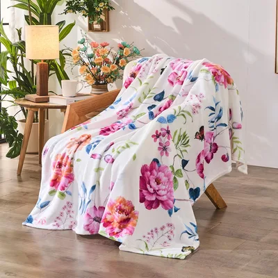 Peony Floral Watercolor Blanket: Soft Peony Print for Nature Lovers
