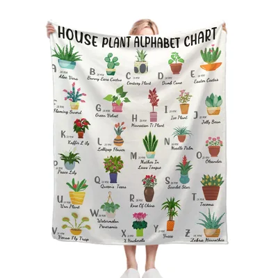 Plant Alphabet Chart Blanket featuring a House Plant Alphabet Chart