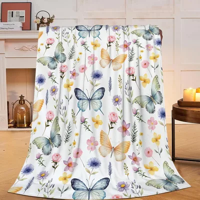 Pastel Butterflies Blanket: A Soft Floral Garden Design for Cozy Days