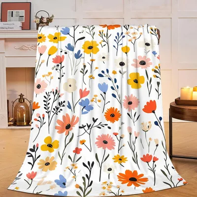 Wildflowers Botanical Print Blanket for Garden Lovers