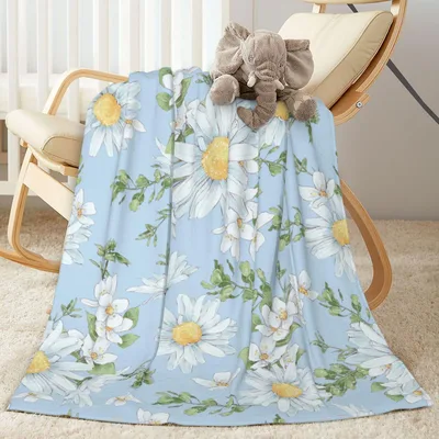 Daisy Floral Blanket: Watercolor Wildflower Design for Home and Couch