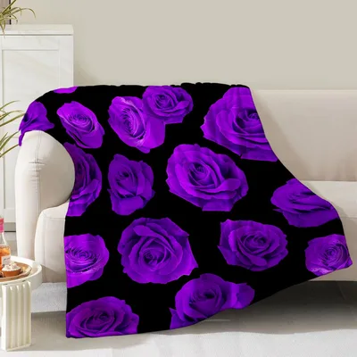 Purple Roses Floral Blanket featuring vibrant purple roses