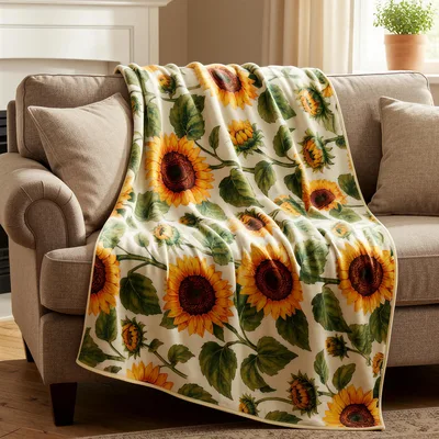 Sunflower Garden Pattern Blanket: Bright Floral Throw for Cozy Days