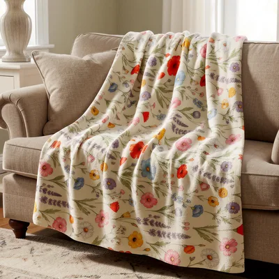 Wildflower Meadow Floral Print Blanket for Nature Lovers