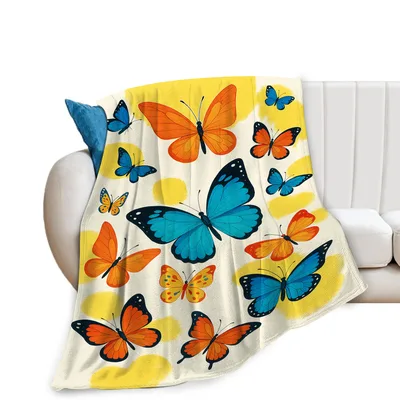 Butterfly Pattern Design Blanket featuring vibrant blue