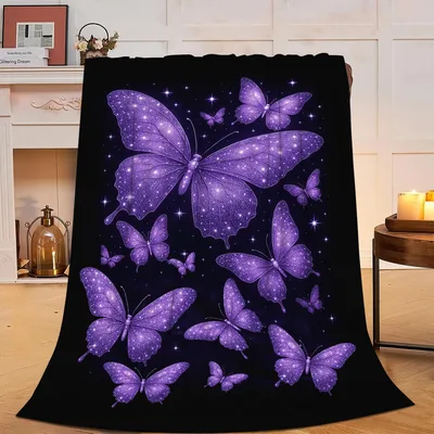 Purple Butterfly Starry Night Blanket