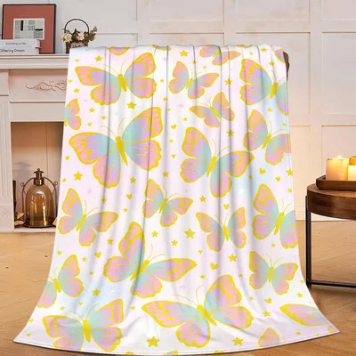 Pastel Butterfly Pattern Blanket featuring iridescent wings