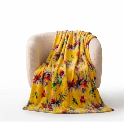 Hummingbird Floral Tropical Blanket features vibrant red
