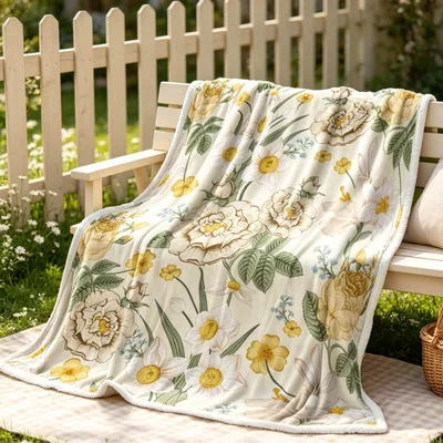 Botanical Floral Pattern Blanket featuring vintage roses