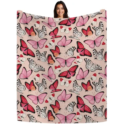 Pink and Red Butterfly Blanket: A Flutter of Color for Your Space