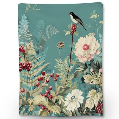 Botanical Bird Floral Blanket