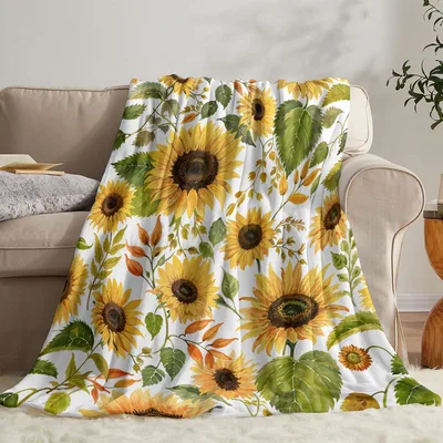 Watercolor Sunflowers Floral Pattern Blanket for Garden Lovers