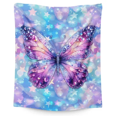 Butterfly Stars Glitter Blanket: Sparkling Jewel Wing Design