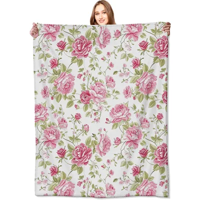 Vintage Pink Rose Peony Blanket: A Classic Floral Throw for Your Sofa