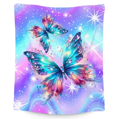 Butterfly Sparkle Blanket: Ethereal Gemstone Butterfly Art