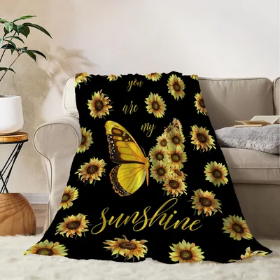 Golden Monarch Sunflowers Blanket: You Are My Sunshine Design