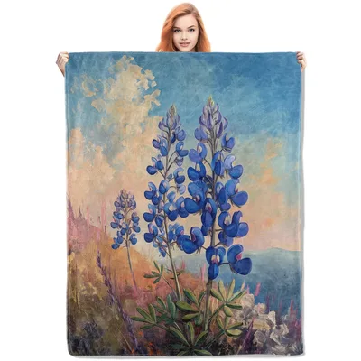 Bluebonnet Flowers Painting Blanket features an artistic