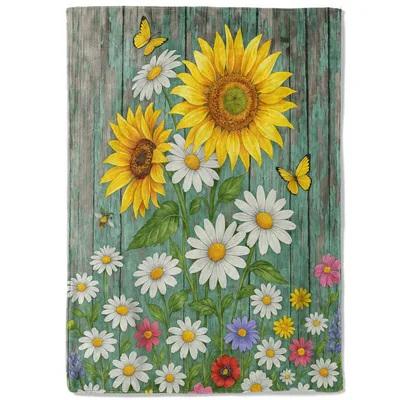 Sunflower Daisy Floral Blanket featuring large yellow sunflowers