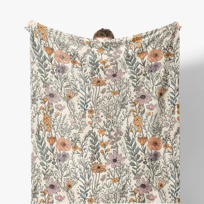 Vintage Floral Wildflowers Blanket