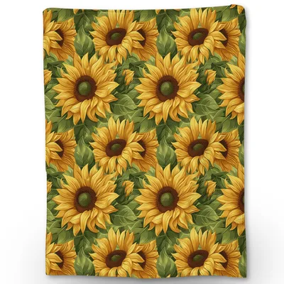 Sunflower Floral Pattern Blanket: Large yellow sunflowers