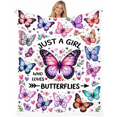 Just a Girl Who Loves Butterflies Blanket: Vibrant Insect Art