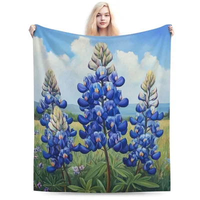Bluebonnet Wildflowers Texas Blanket: A Painting of Blue Lupines