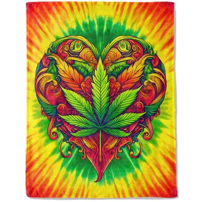 Leaf Heart Tie Dye Blanket: Psychedelic Leaf Art for Plant Lovers
